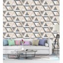 Ver imagem 2 de Papel De Parede Branco Estilo Madeira e Mármore Com Efeito 3D Para Sala Quarto