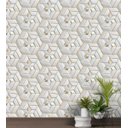 Ver imagem 2 de Papel De Parede Para Sala Quarto Com Efeito 3D Bege Cinza Com Detalhes Bege
