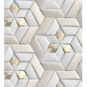Ver imagem 1 de Papel De Parede Para Sala Quarto Com Efeito 3D Bege Cinza Com Detalhes Bege