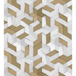 Papel De Parede Para Sala Quarto Branco Cinza Marrom Com Efeito 3D - 2