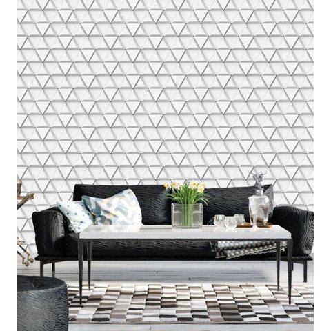 Papel De Parede Cinza Para Quarto Sala Com Efeito 3D