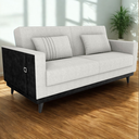 Ver imagem 2 de Sofa Cama 2 Lugares 203 Cm Boucle Natural Corino Preto Milani Store