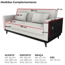Ver imagem 4 de Sofa Cama 2 Lugares 203 Cm Boucle Natural Corino Preto Milani Store