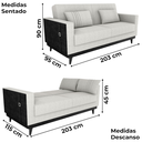 Ver imagem 3 de Sofa Cama 2 Lugares 203 Cm Boucle Natural Corino Preto Milani Store