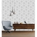 Ver imagem 2 de Papel De Parede Para Sala Quarto Cinza Com Detalhes Bege Com Efeito 3D