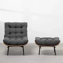 Ver imagem 2 de Poltrona Cadeira Sofá Costela com Puff Detalhes em Madeira:linho Grafite