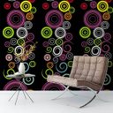 Ver imagem 2 de Papel De Parede Para Sala Quarto Na Cor Preto Com Círculos Azul Azul Claro Laranja Amarelo Roxo Verm