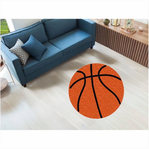 Tapete Capacho Bola de Basquete no Formato Antiderrapante.:80x80 Cm.