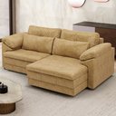 Ver imagem 1 de Sofá Retrátil para Sala de Estar 3 Lugares 250cm Riza S03 Couro Soft Bege - Lyam Decor