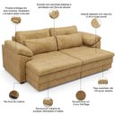 Ver imagem 4 de Sofá Retrátil para Sala de Estar 3 Lugares 250cm Riza S03 Couro Soft Bege - Lyam Decor