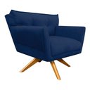 Ver imagem 3 de Kit 02 Poltronas Giratória Suede Base Madeira Azul Marinho