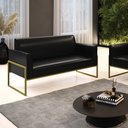 Ver imagem 2 de Sofá Namoradeira Base Industrial Alta Dourado Marisa Corano D03 - D’RossiPreto