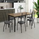 Ver imagem 1 de Conjunto Sala de Jantar Mesa Retangular Tampo BP com 6 Cadeiras Adriana Preto/Sf/Platina/Demolição