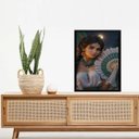 Ver imagem 1 de Quadro Decorativo Cigana Lua Cheia - Leque 24x18cm:madeira Branca
