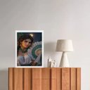 Ver imagem 2 de Quadro Decorativo Cigana Lua Cheia - Leque 24x18cm:madeira Branca