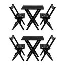 Ver imagem 1 de Kit 2 Jogos de Mesa Aparador Bar Dobrável com 2 Cadeiras em Madeira Maciça - Preto