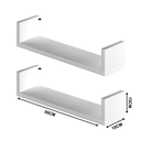 Ver imagem 3 de Kit 2 Prateleiras Formato Nicho 50x15x10cm - com Suporte para Fixação Incluso em Mdf Branco