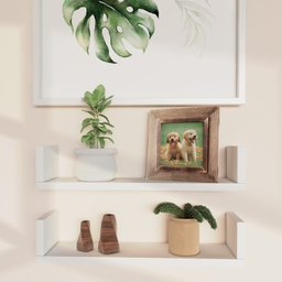Kit 2 Prateleiras Formato Nicho 50x15x10cm - com Suporte para Fixação Incluso em Mdf Branco - 2