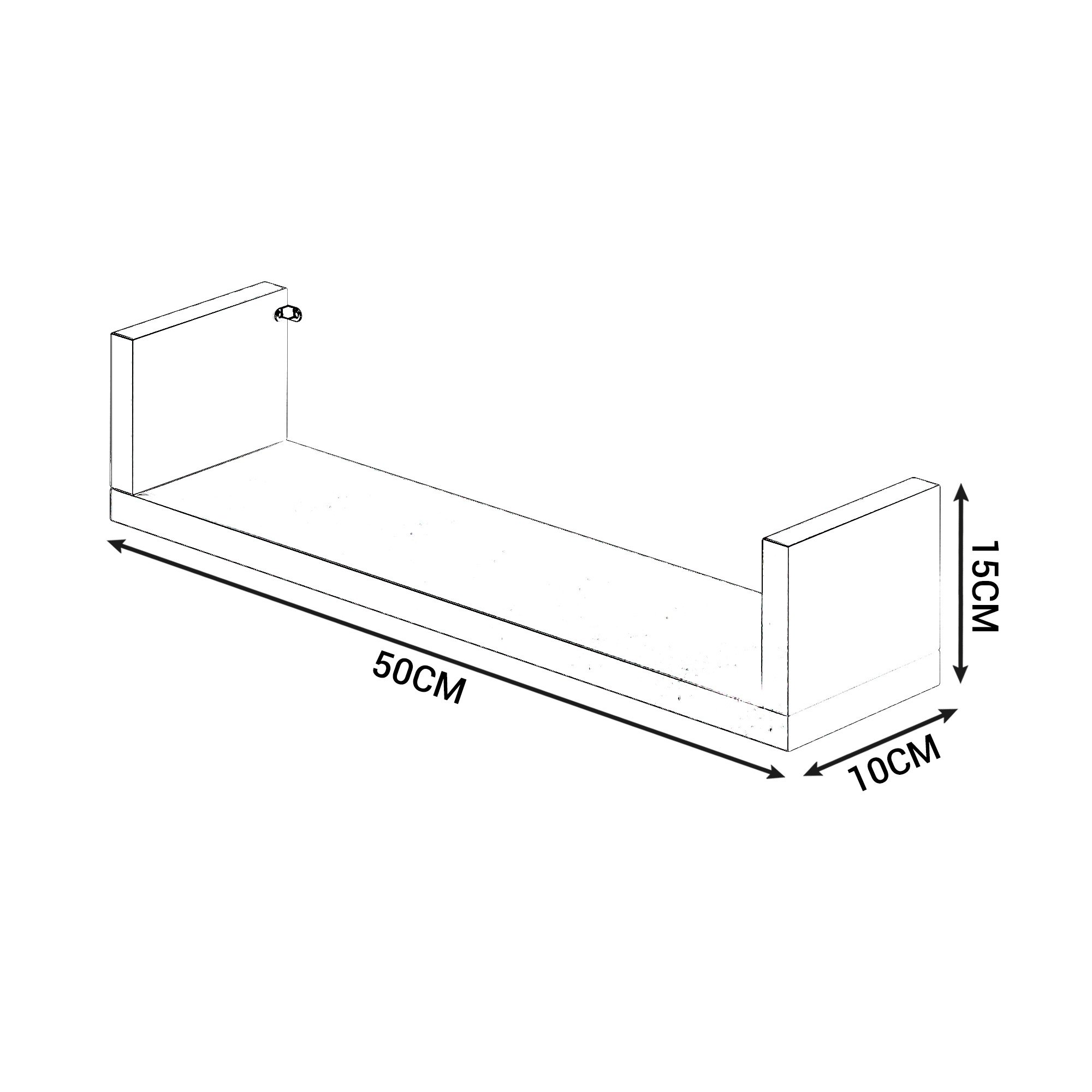 Kit 2 Prateleiras Formato Nicho 50x15x10cm - com Suporte para Fixação Incluso em Mdf Branco - 4