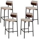 Ver imagem 1 de Kit 04 Banquetas Alta Bar Cozinha Sala de Jantar Aço Preto Kaira C01 Linho Areia Courino Whisky -