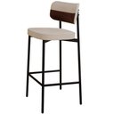 Ver imagem 5 de Kit 04 Banquetas Alta Bar Cozinha Sala de Jantar Aço Preto Kaira C01 Linho Areia Courino Whisky -