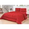 Edredom King com Jogo de Lençol 03 Peças Poliéster Vermelho - 1