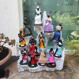 Altar Congá com 12 Orixás de 10 Cm Umbanda Branco e Prata - 1