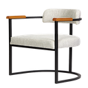 Ver imagem 4 de Kit 02 Poltronas Ohio Braço Madeira Linho Bege Estrutura Preto Fosco