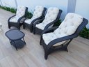 Ver imagem 2 de Conjunto Jogo Poltronas Descanso Confortáveis Varanda Jardim Área Externa Fibra Sintética Cor Tabaco
