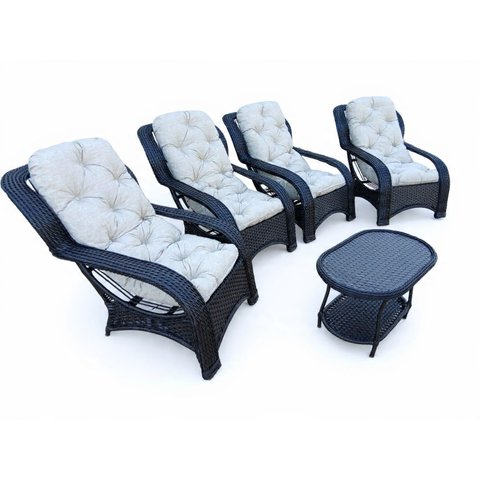 Conjunto Jogo Poltronas Descanso Confortáveis Varanda Jardim Área Externa Fibra Sintética Cor Tabaco