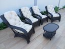 Ver imagem 3 de Conjunto Jogo Poltronas Descanso Confortáveis Varanda Jardim Área Externa Fibra Sintética Cor Tabaco