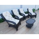 Ver imagem 3 de Conjunto Jogo Poltronas Descanso Confortáveis Varanda Jardim Área Externa Fibra Sintética Cor Tabaco