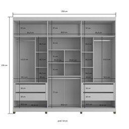 Quarto Casal Completo com Guarda-roupa Newton 6 Portas, 1 Cômoda e 2 Mesas de Cabeceira - 12