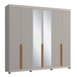 Quarto Casal Completo com Guarda-roupa Newton 6 Portas, 1 Cômoda e 2 Mesas de Cabeceira - 10