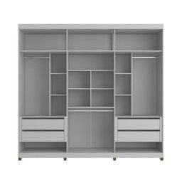 Quarto Casal Completo com Guarda-roupa Newton 6 Portas, 1 Cômoda e 2 Mesas de Cabeceira - 13