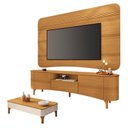 Ver imagem 1 de Rack Bancada Elara e Painel Armony Cinamomo com Mesa de Centro Liz Off White Cinamomo - Hb Móveis