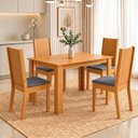 Ver imagem 1 de Conjunto Sala de Jantar Mesa Juliana 110cm Tampo MDP Canto Reto 4 Cadeiras Tami