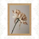 Ver imagem 1 de Quadro Moldura Dourada Flor Pétalas Bege 24x18cm:com Acetato