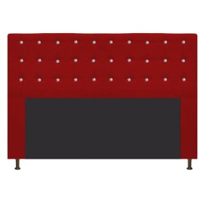 Cabeceira Estofada Dama 195 cm King Size Com Strass Suede Vermelho - ADJ Decor