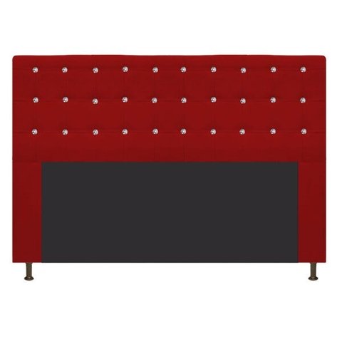 Cabeceira Estofada Dama 195 cm King Size Com Strass Suede Vermelho - ADJ Decor