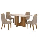Ver imagem 2 de Mesa de Jantar Dora 120x80 Vidro 40mm Cinamomo Off White com Kit 4 Cadeiras Linho Bege - Valdemóveis