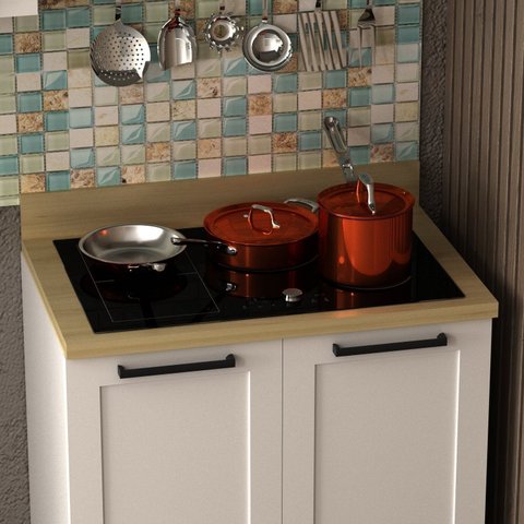 Tampo Cozinha para Cooktop 80cm TM1330 Carvalho Tropical MDF Grazi Bege