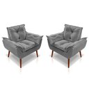 Ver imagem 1 de Kit 02 Poltrona Opala Decorativa Suede Cinza Claro
