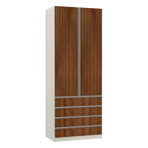 Guarda-roupa Solteiro Luciane 2 Portas 4 Gavetas Prime Plus 90 Cm