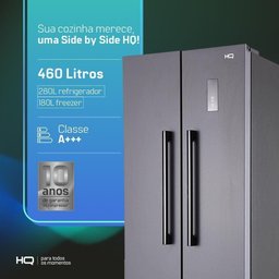 Geladeira Refrigerador Hq Frost Free Side By Side 460 Litros Cinza Hq-460sbsff 220v - 3