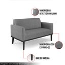 Ver imagem 3 de Poltrona Namoradeira Decorativa Isabella Pés Fixo em Madeira Preto Linho Cinza Mesclado G19 - Gran B