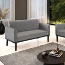 Ver imagem 1 de Poltrona Namoradeira Decorativa Isabella Pés Fixo em Madeira Preto Linho Cinza Mesclado G19 - Gran B