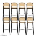 Ver imagem 1 de Kit com 8 Banquetas Amis Alta em Polipropileno com Encosto Preto/Bege