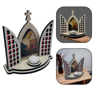 Capela Oratório Santa Rita de Cássia Vitral com Porta Vela Fornecedor 9 2388 - Rita