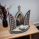 Ver imagem 2 de Capela Oratório Santa Rita de Cássia Vitral com Porta Vela Fornecedor 9 2388 - Rita